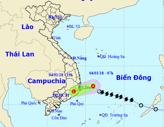 １號颱風轉弱成熱帶低氣壓。（圖源：中央水文氣象預報中心）