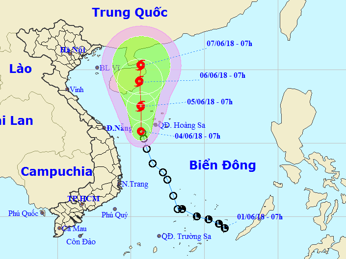 圖為熱帶低氣壓的移動方向。(圖源:國家水文氣象預報中心)