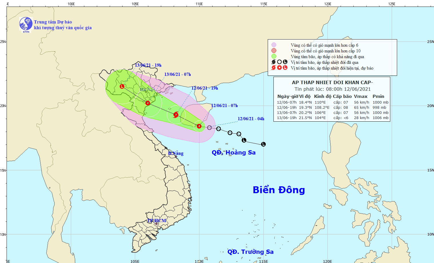 Sáng mai 13-6, bão vào đất liền