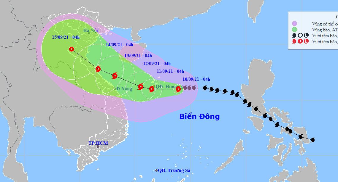 Bão số 5 giật cấp 12 cách quần đảo Hoàng Sa khoảng 170km, di chuyển chủ yếu theo hướng Tây