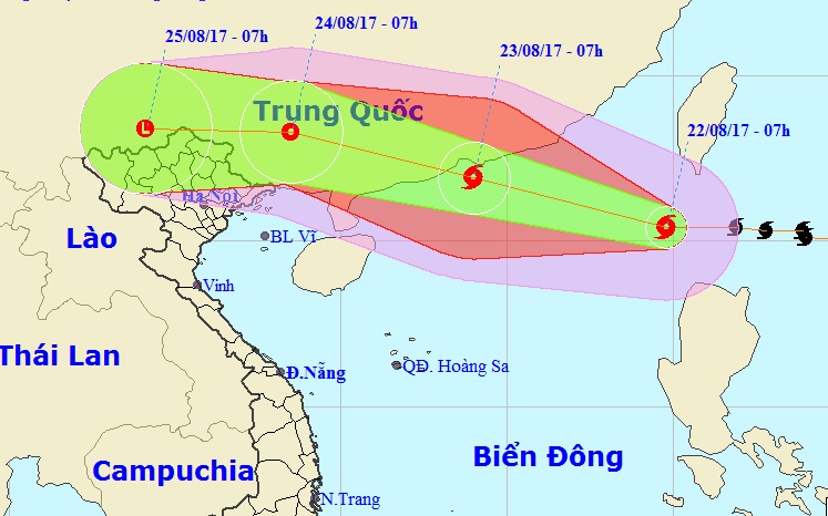 Hướng đi của bão Hato