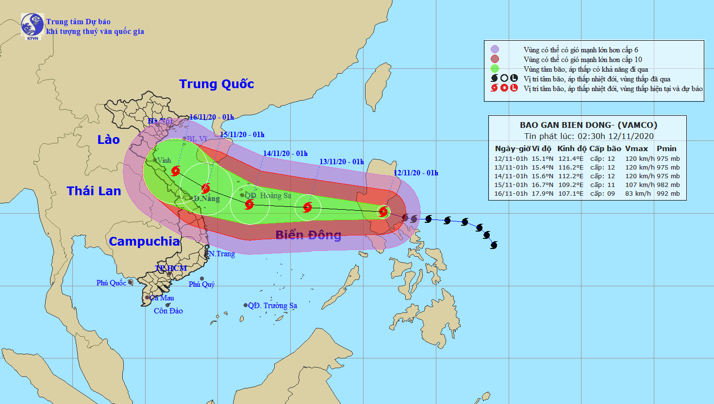 Bão Vamco giật cấp 15 sẽ vào Biển Đông trong 24 giờ tới