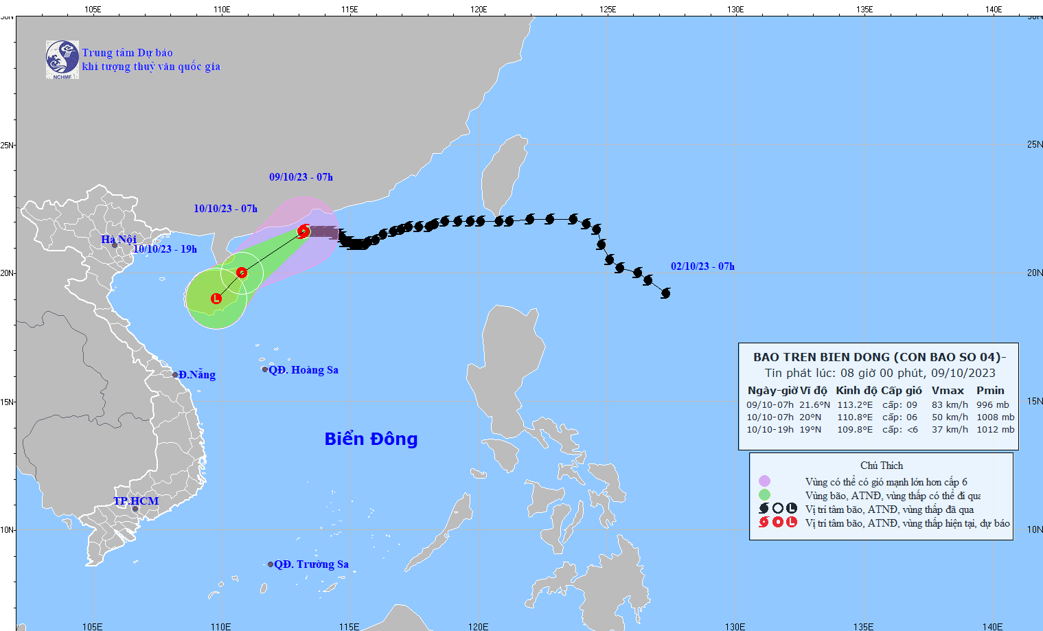 The direction of Typhoon Koinu (Photo: NCHF) The direction of Typhoon Koinu (Photo: NCHF)