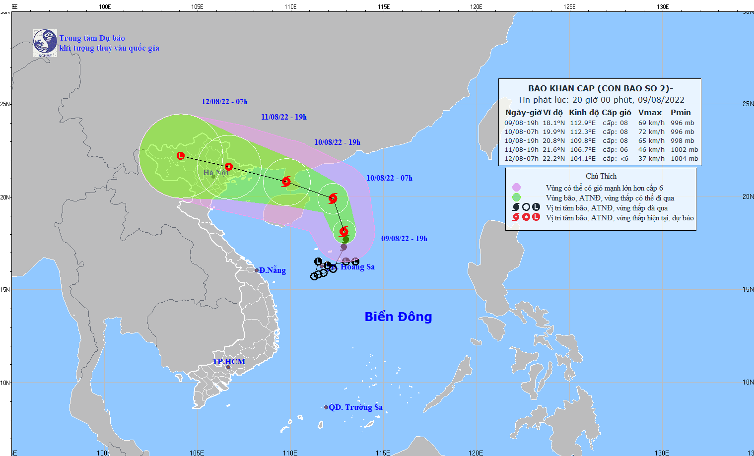 The location and direction of Mulan storm. (Photo: The National Center for Hydrology Meteorology Forecasting)