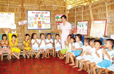 A temporary pre-school classroom in Long Tri Commune of Long My District in Hau Giang Province (Photo: SGGP) A temporary pre-school classroom in Long Tri Commune of Long My District in Hau Giang Province (Photo: SGGP)