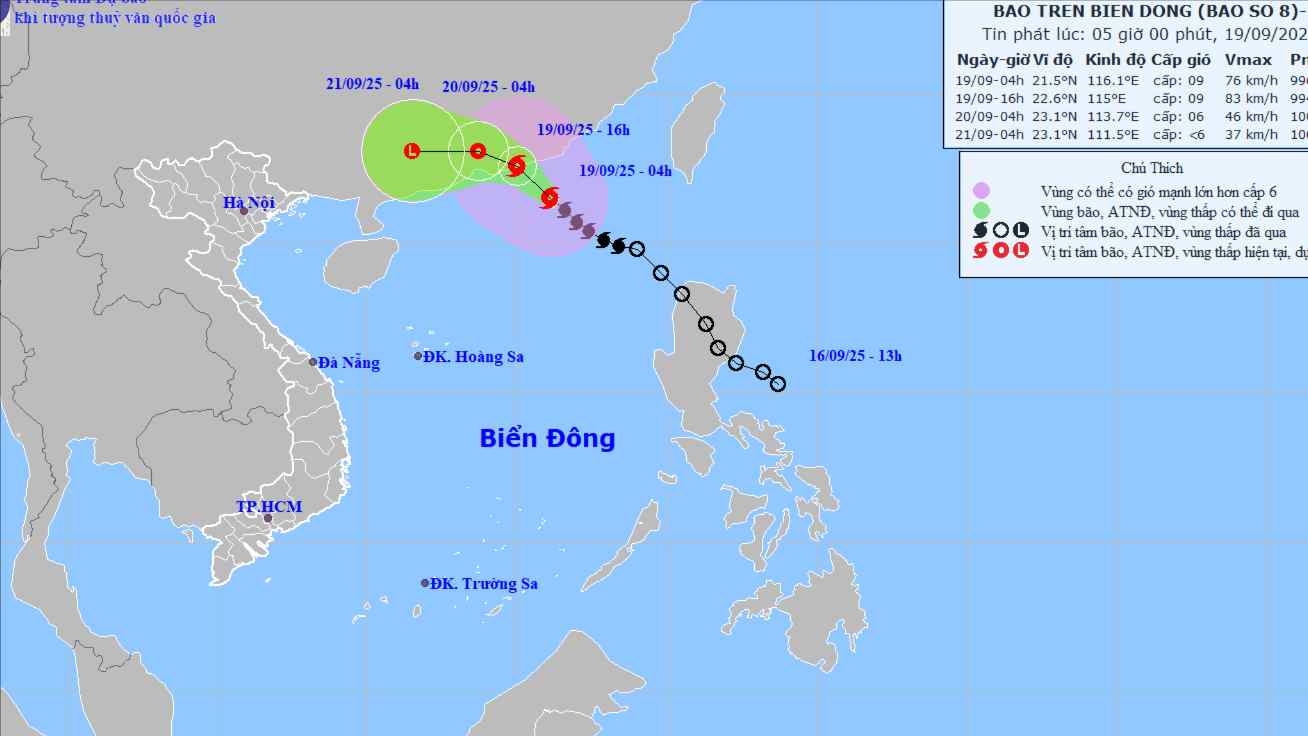 Thêm bão Ragasa (Thần Tốc) đang hướng vào Biển Đông 