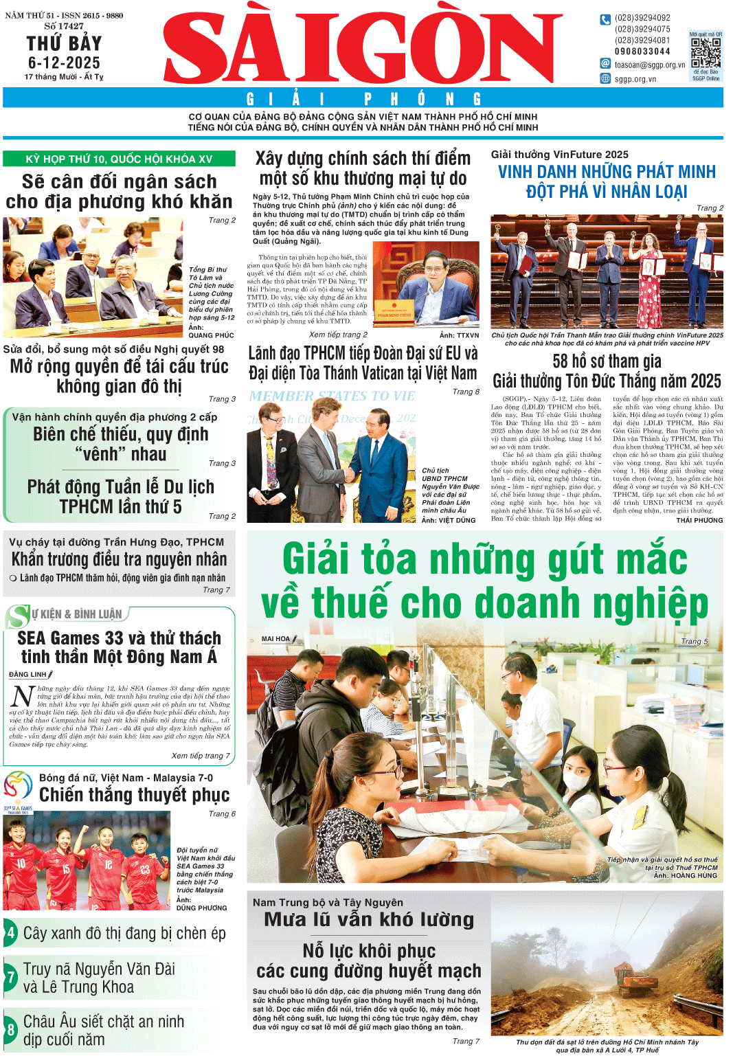 BÁO SÀI GÒN GIẢI PHÓNG - NGÀY 6/12/2025