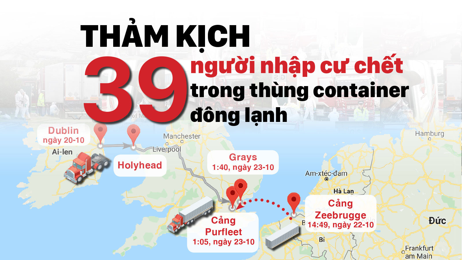 Thảm kịch 39 người nhập cư chết trong thùng container đông lạnh