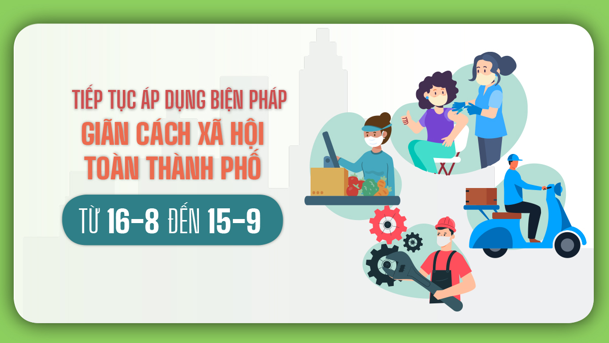 TPHCM tiếp tục giãn cách xã hội toàn Thành phố từ ngày 16-8 đến ngày 15-9