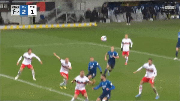 Hoffenheim vs Stuttgart 2-1: Sasa Kalajdzic kiến tạo, Endo Wataru mở tỷ số, Baumgartner xuất thần cú đúp ngược dòng thắng trong 5 phút cuối