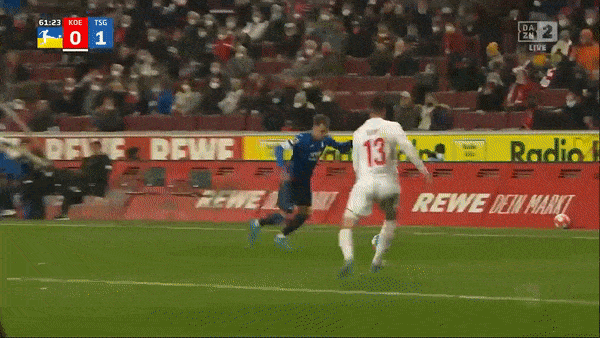 Cologne vs Hoffenheim 0-1: David Raum bấm bóng, Stefan Posch dứt điểm cận thành ghi bàn duy nhất