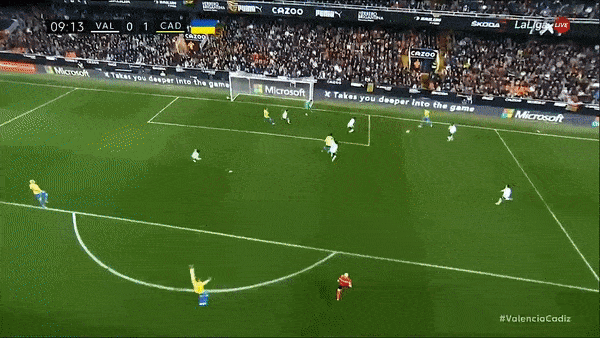 Valencia vs Cadiz 0-1: Ruben Sobrino kiến tạo, Ruben Alcaraz dứt điểm từ ngoài vòng cấm ghi bàn duy nhất