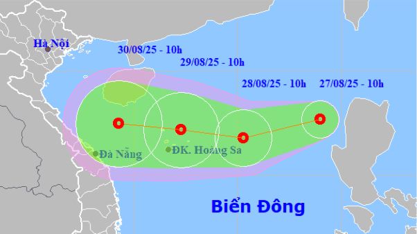 Áp thấp nhiệt đới trên Biển Đông đang hướng về phía Tây