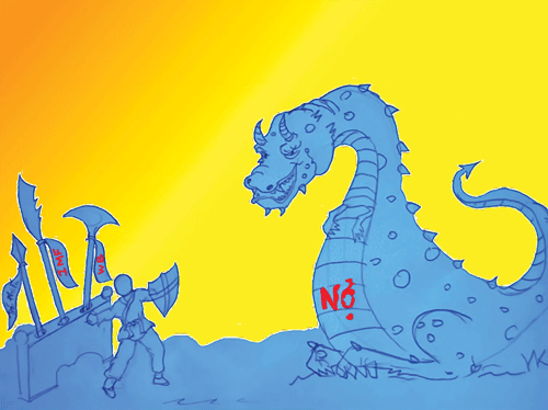 Cuộc chiến chống “quái vật nợ” luôn là một quá trình gian nan. Minh họa: VĂN CƯỜNG