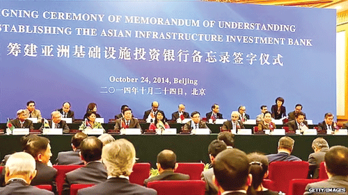 Lễ ký kết thỏa thuận thiết lập AIIB vào tháng 10-2014.