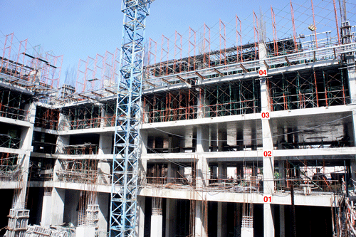 Dự án Melody Residences của Hungthinh Land đang gấp rút thi công. Ảnh: M.TUẤN