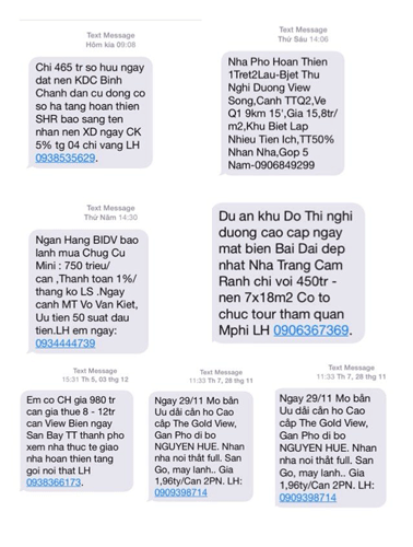 Bội thực tin nhắn quảng cáo.