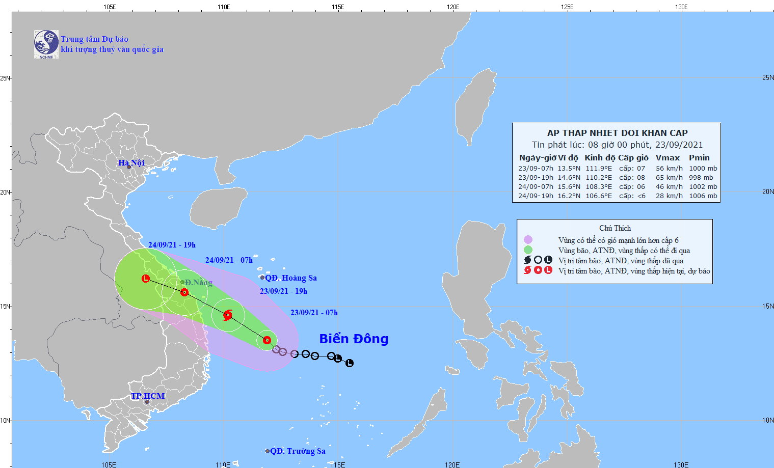 Tropical depression to intensify to storm nearby Phu Yen, Binh Dinh, Da Nang