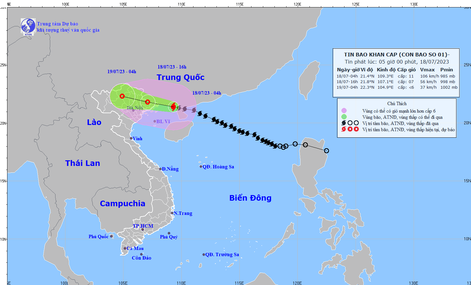 Chance of storm Talim over next hours