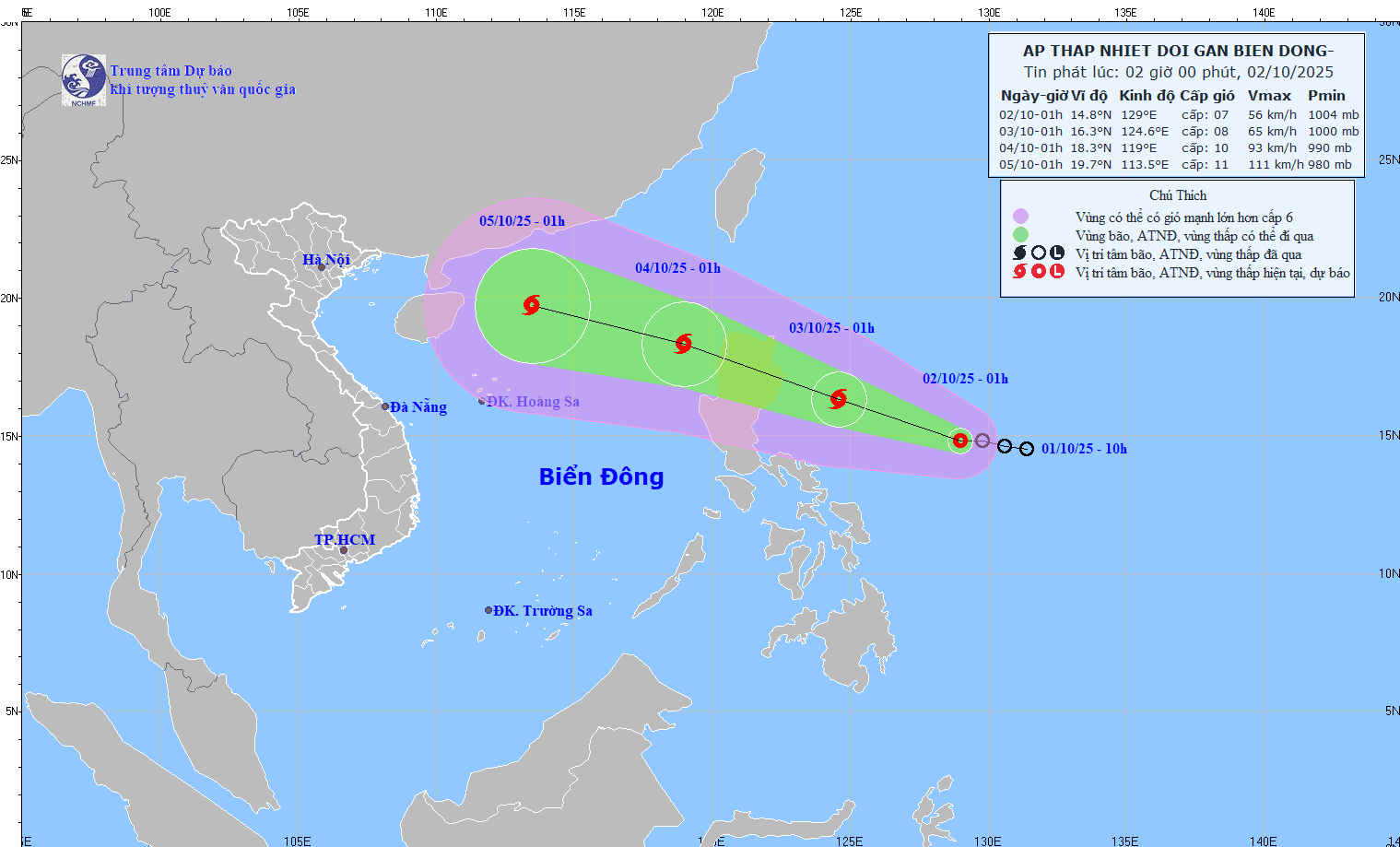 Tropical depression intensifying into storm, heading for East Sea