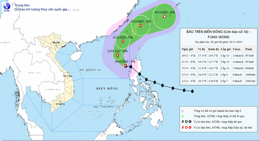 Typhoon Fung-wong enters East Sea, likely to shift direction continuously