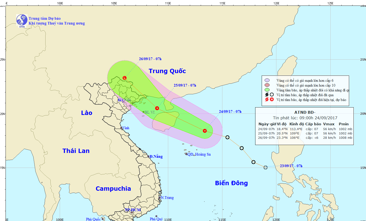 熱帶低氣壓朝西北偏西方向移動，時速達約15至20公里。（圖源：中央水文氣象預報中心）