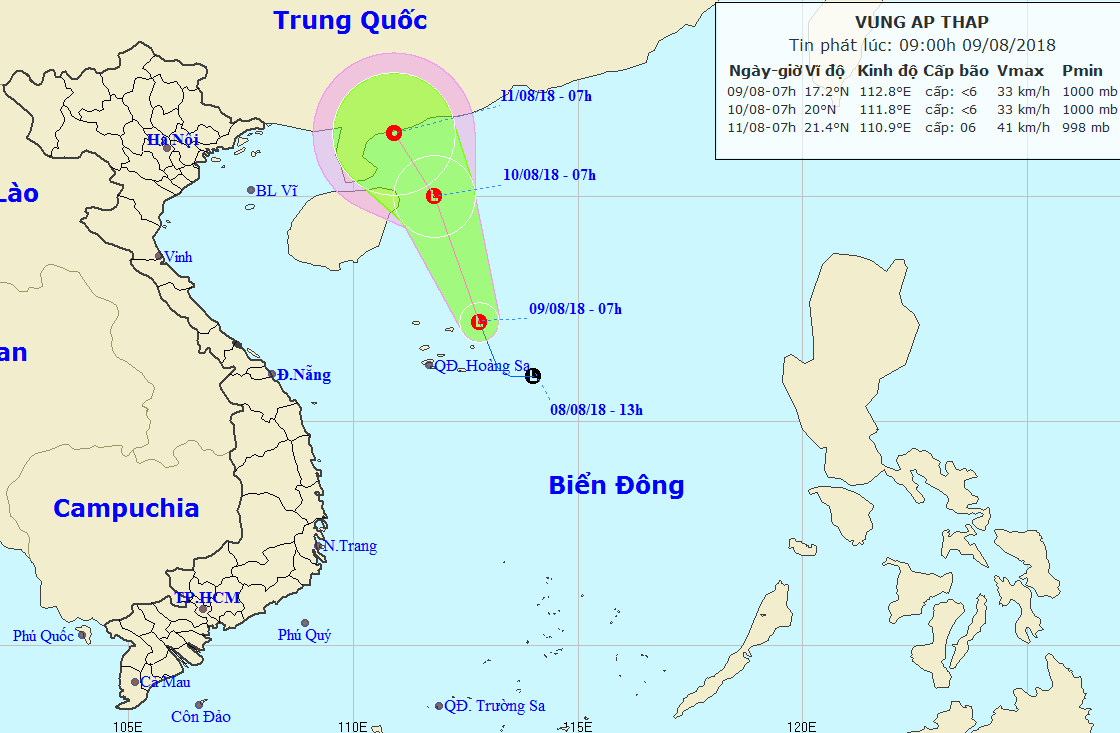 熱低壓的移動方向。（圖源：國家水文氣象預報中心）