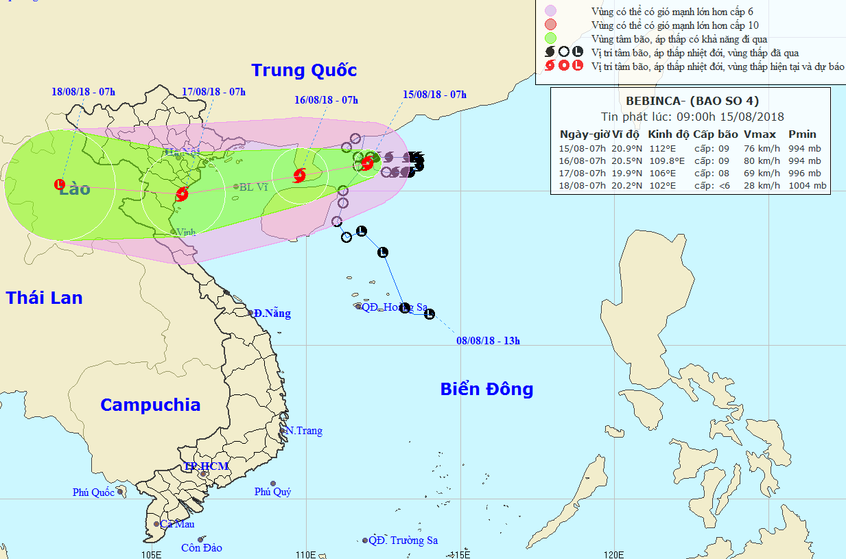 4 號颱風的移動方向。（圖源：國家水文氣象中心）