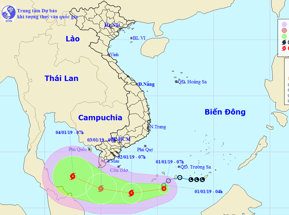 低氣壓區正逐漸加強。圖為低氣壓的移動方向。（圖源：國家水文氣象預報中心）