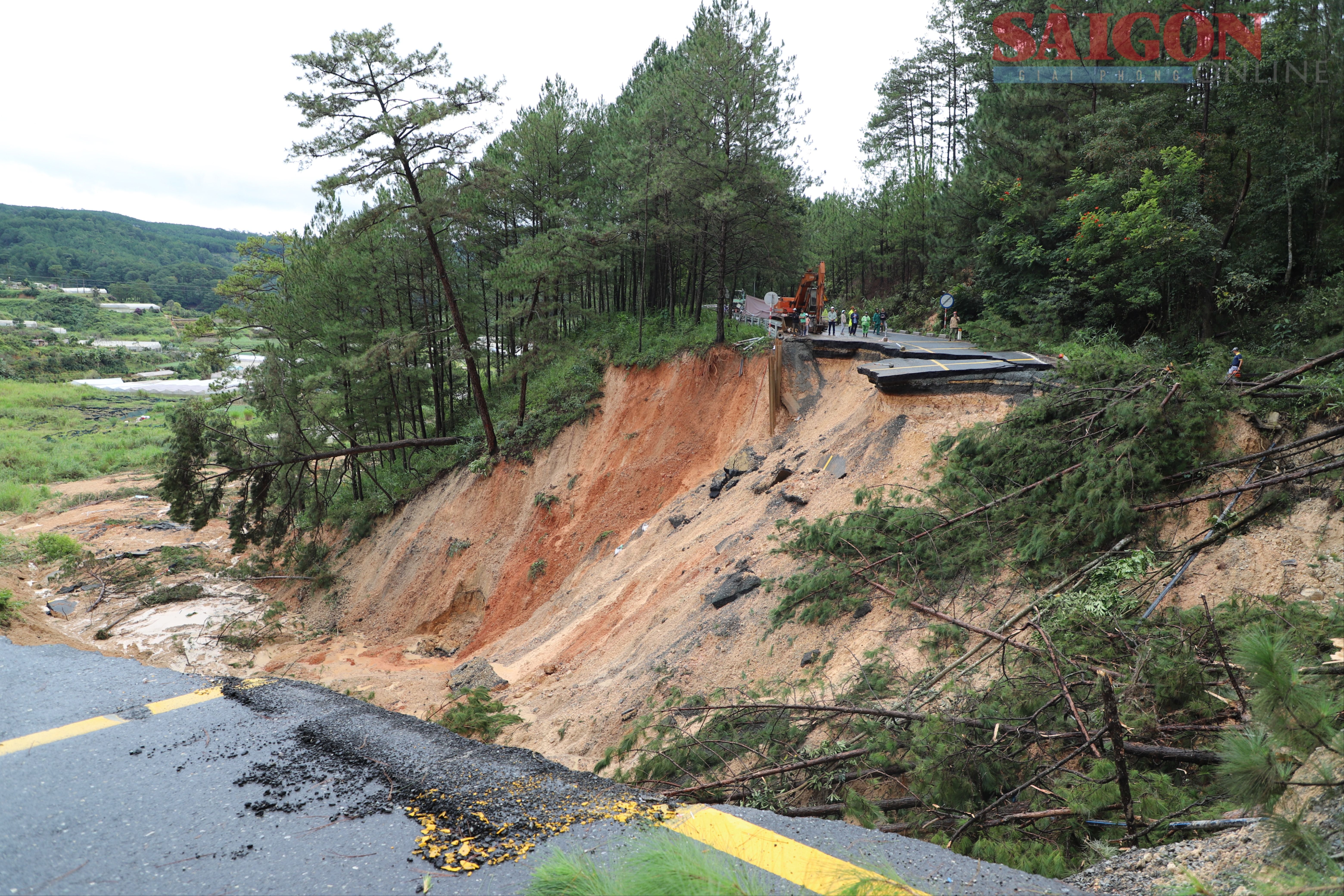 Hiện trường vụ sạt lở trên đèo Mimosa