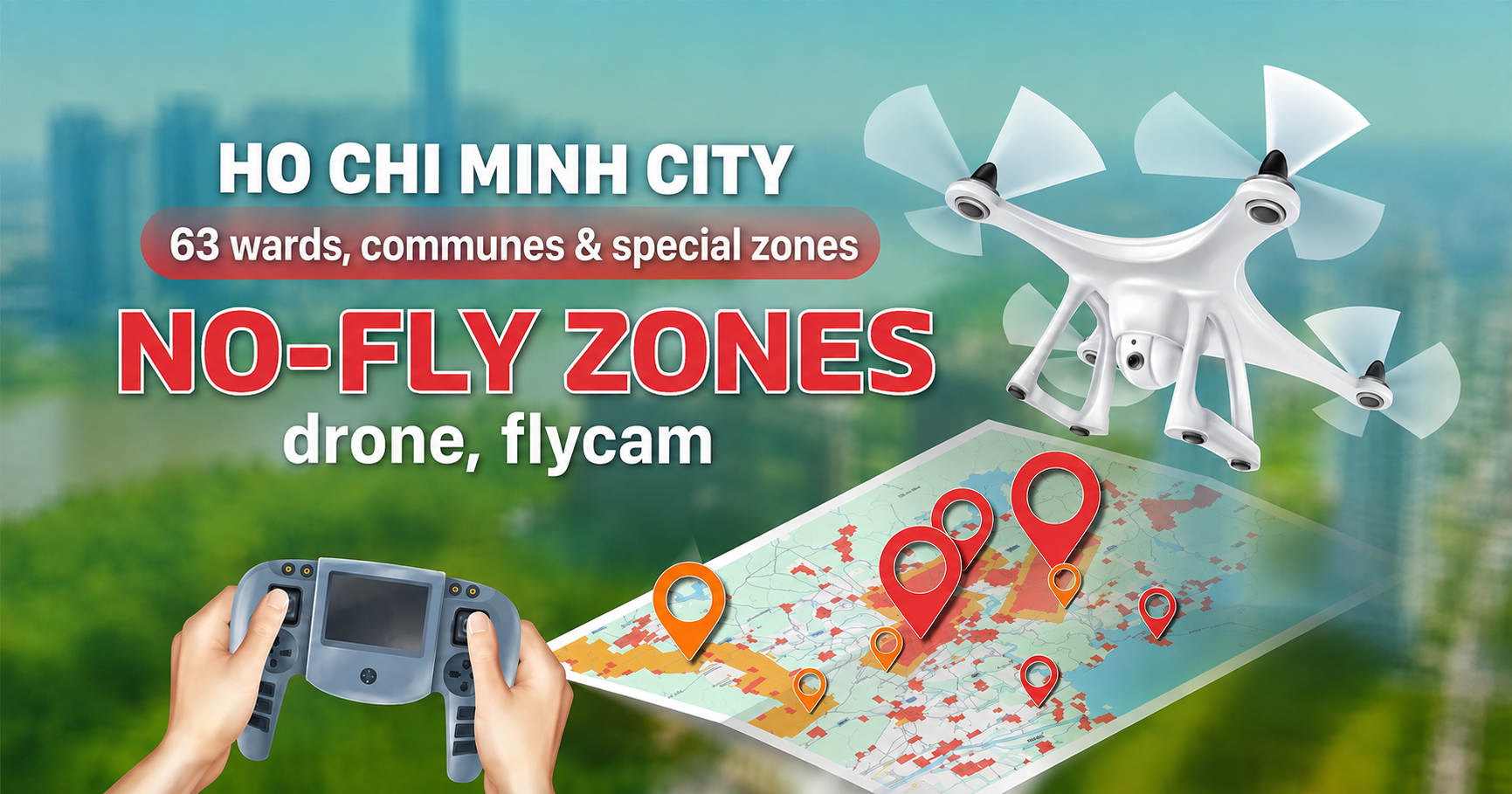 63 wards, communes and special zones fall within no-fly zone in Ho Chi Minh City