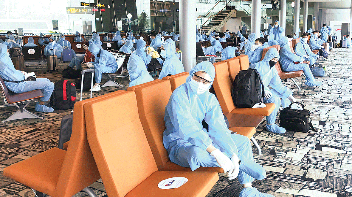 Người Việt Nam ở Singapore được Chính phủ đón về nước 