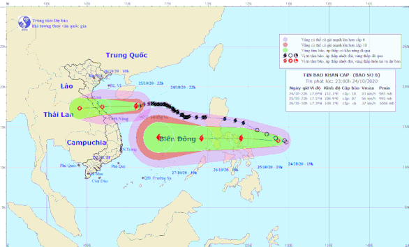 Dự báo bão số 9 là cơn bão  có cường độ mạnh. Ảnh: Trung tâm Dự báo KTTV quốc gia