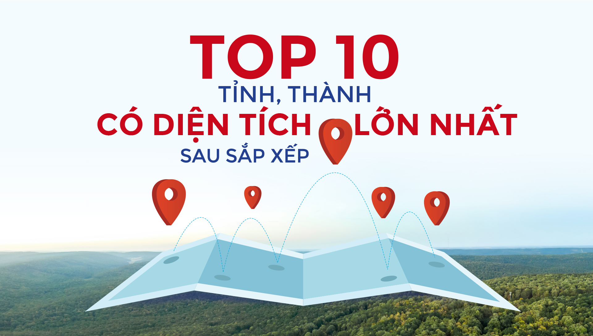 Top 10 tỉnh, thành có diện tích lớn nhất sau sắp xếp