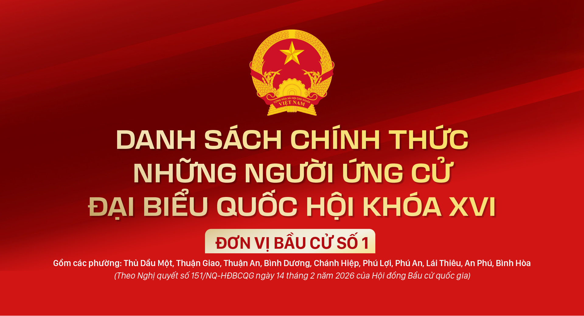 Danh sách chính thức những người ứng cử ĐBQH khóa XVI - Đơn vị bầu cử số 1