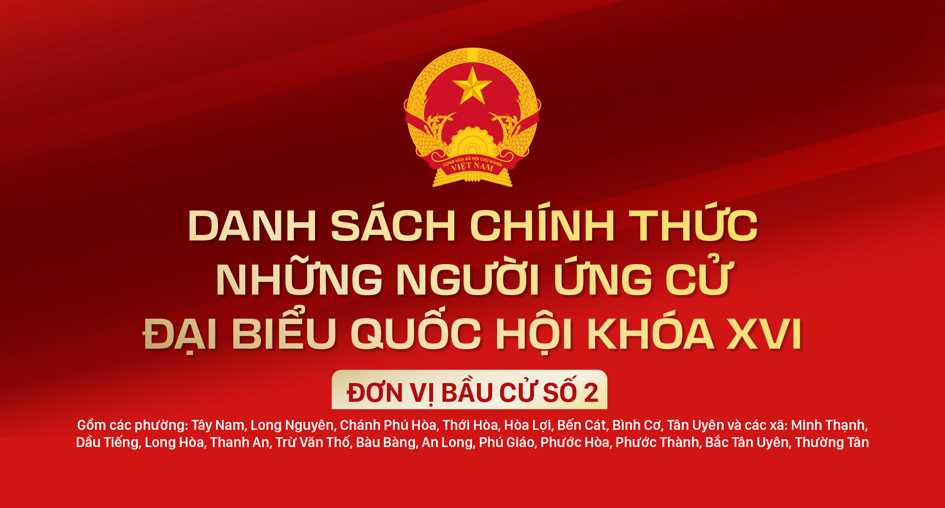 Danh sách chính thức những người ứng cử ĐBQH khóa XVI - Đơn vị bầu cử số 2
