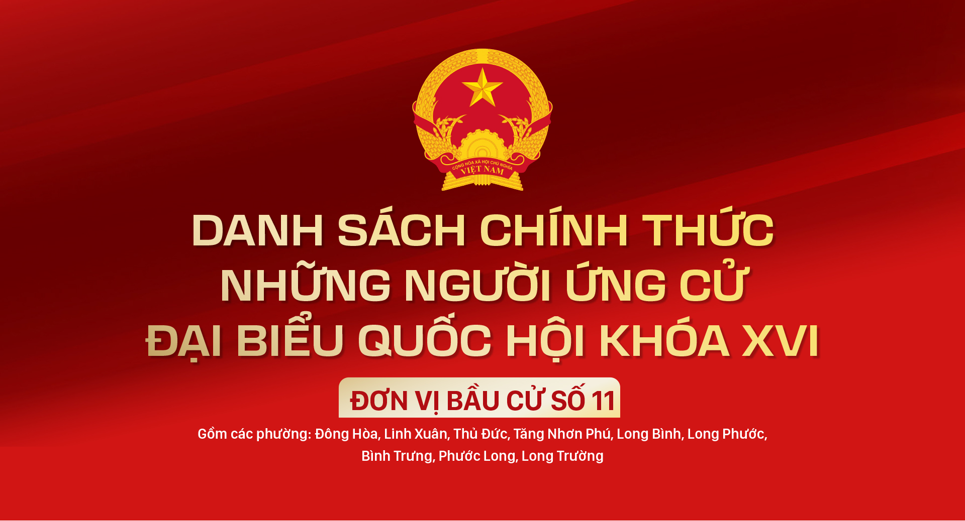Danh sách chính thức những người ứng cử ĐBQH khóa XVI - Đơn vị bầu cử số 11