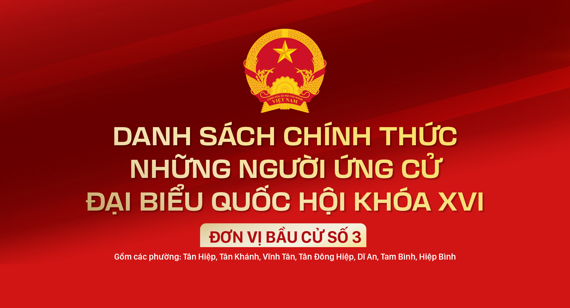 Danh sách chính thức những người ứng cử ĐBQH khóa XVI - Đơn vị bầu cử số 3