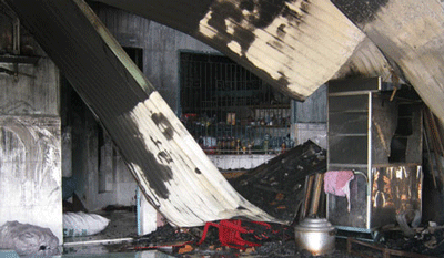 The scene after the fire in Cu Chi District