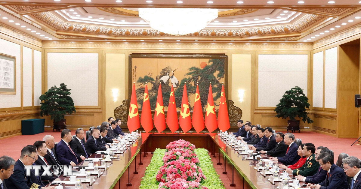 Tổng Bí thư, Chủ tịch nước Tô Lâm hội đàm với Tổng Bí thư, Chủ tịch nước Trung Quốc Tập Cận Bình. Ảnh: TTXVN