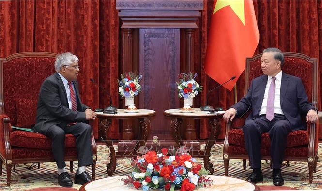 越南党中央总书记、国家主席苏林接见孟加拉国驻越南大使穆罕默德•卢特福尔•拉赫曼。图越通社