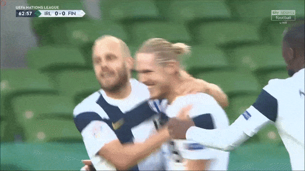 Ireland - Phần Lan 0-1: Fredrik Jensen đệm bóng cận thành, ghi bàn thắng quý giá