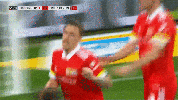 Hoffenheim - Union Berlin 1-3: Max Kruse khai bàn từ chấm penalty, Joel Pohjanpalo, Cedric Teuchert lần lượt lập công