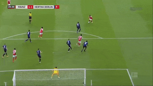 Mainz - Hertha Berlin 1-1: Lucas Tousart mở bàn, 4 phút sau Phillipp Mwene gỡ hòa bằng siêu phẩm cầu vồng hạ thủ môn Schwolow