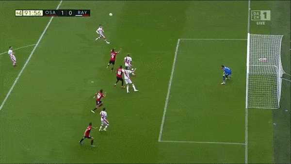 Osasuna vs Rayo Vallecano 1-0: Jose Angel kiến tạo, Manu Sanchez đánh đầu kịp chốt hạ chiến thắng phút bù giờ