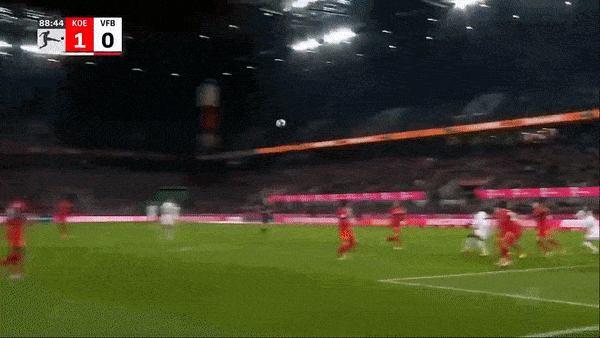 Cologne vs Stuttgart 1-0: Louis Schaub bị VAR từ chối bàn thắng, Kingsley Schindler tạt cánh, Anthony Modeste đánh đầu ghi bàn duy nhất