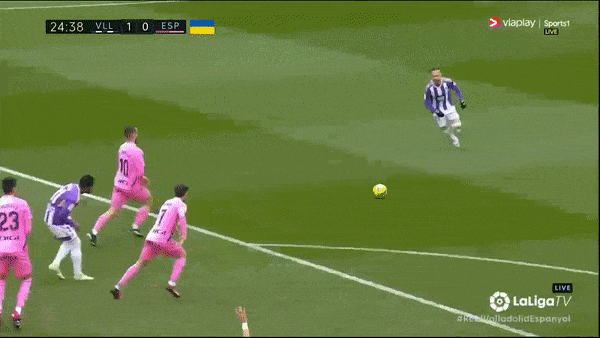 Valladolid vs Espanyol 2-1: Ivan Sanchez sút xa mở tỷ số, Alvaro Aguado nhân đôi bàn thắng, Martin Braithwaite ghi bàn danh dự