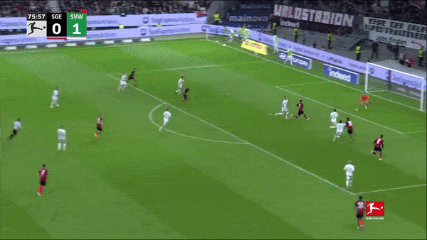 Frankfurt vs Werder Bremen 1-1: Chia điểm kịch tính, Veljkovic mở bàn, Tuta gỡ hòa và Tuta, Jens Stage cùng nhận thẻ đỏ 