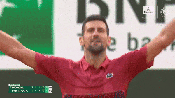 Novak Djokovic vs Francisco Cerundolo 6-1, 5-7, 3-6, 7-5, 6-3: Djokovic chật vật 5 set với 4 giờ 37 để hạ Cerundolo