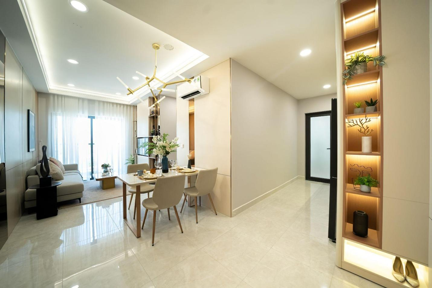 Căn hộ NOXH tại dự án K-Home New City được bàn giao với hệ nội thất chất lượng cao đến từ các thương hiệu uy tín như An Cường, Hảo Cảnh, Varmora Granito, J.Lilen…